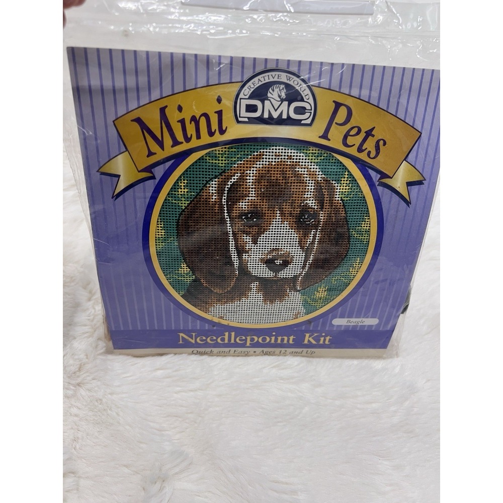 DMC Mini Pets Beagle Dog Needlepoint Stitch Kit Vintage New Sealed